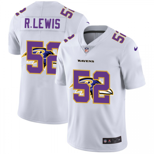 Baltimore Baltimore Ravens #52 Ray Lewis White Men’s Nike Team Logo Dual Overlap Limited NFL Jersey