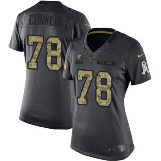 Nike Cleveland Browns #78 Jack Conklin Black Women’s Stitched NFL Limited 2016 Salute to Service Jersey