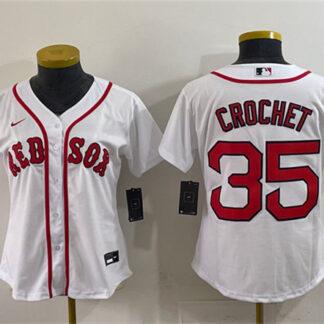 Youth Boston Red Sox #35 Garrett Crochet White Cool Base Stitched Baseball Jersey