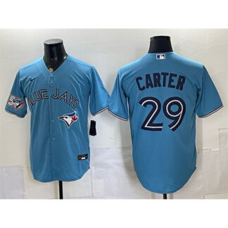 Men's Toronto Blue Jays #29 Joe Carter Blue 50 Seasons Patch Jersey