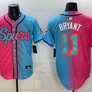 Men's San Antonio Spurs #11 Carter Bryant Pink Blue Limited Stitched Baseball Jersey