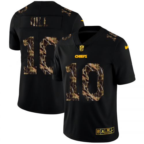 Kansas City Chiefs #10 Tyreek Hill Men’s Black Nike Flocked Lightning Vapor Limited NFL Jersey