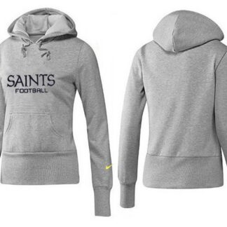 Nike New Orleans Saints Team Logo Gray Women Pullover Hoodies (5)