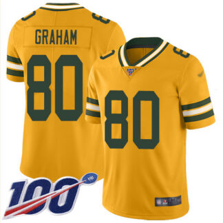 Nike Green Bay Packers #80 Jimmy Graham Gold Men’s Stitched NFL Limited Inverted Legend 100th Season Jersey