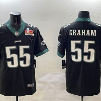 Men's Philadelphia Eagles #55 Brandon Graham Black 2025 Super Bowl LIX Patch Vapor Untouchable Limited Football Sti...