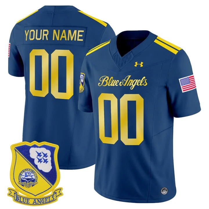Men & Women & Youth Navy Midshipmen Custom Blue Angels 2025 Stitched NCAA Football Jersey