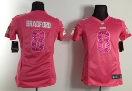 Nike St. Louis Rams #8 Sam Bradford Pink Sweetheart Diamond Womens Jersey