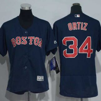 Women Boston Red Sox #34 David Ortiz Navy Blue 2016 Flexbase Collection Stitched Jersey