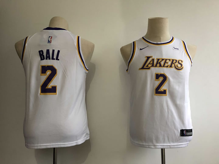 Youth Lakers 2 Lonzo Ball White 2018-19 Nike Swingman Jersey