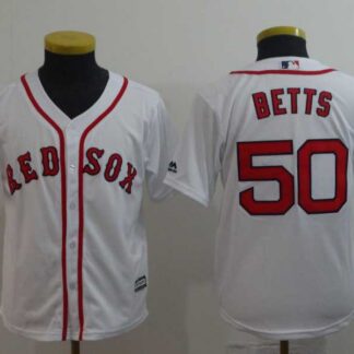 Youth Red Sox 50 Mookie Betts White Cool Base Jersey