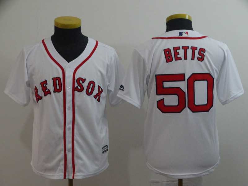 Youth Red Sox 50 Mookie Betts White Cool Base Jersey