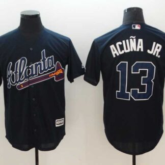 Braves 13 Ronald Acuna Jr. Navy Cool Base Baseball Jerseys