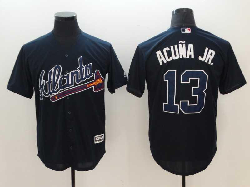 Braves 13 Ronald Acuna Jr. Navy Cool Base Baseball Jerseys