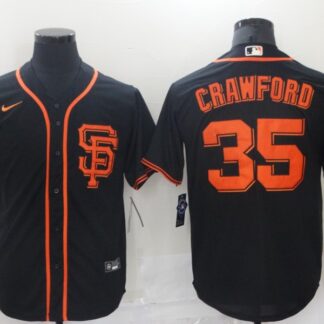 Men's San Francisco Giants #35 Brandon Crawford Black Stitched MLB Cool Base Nike Jersey
