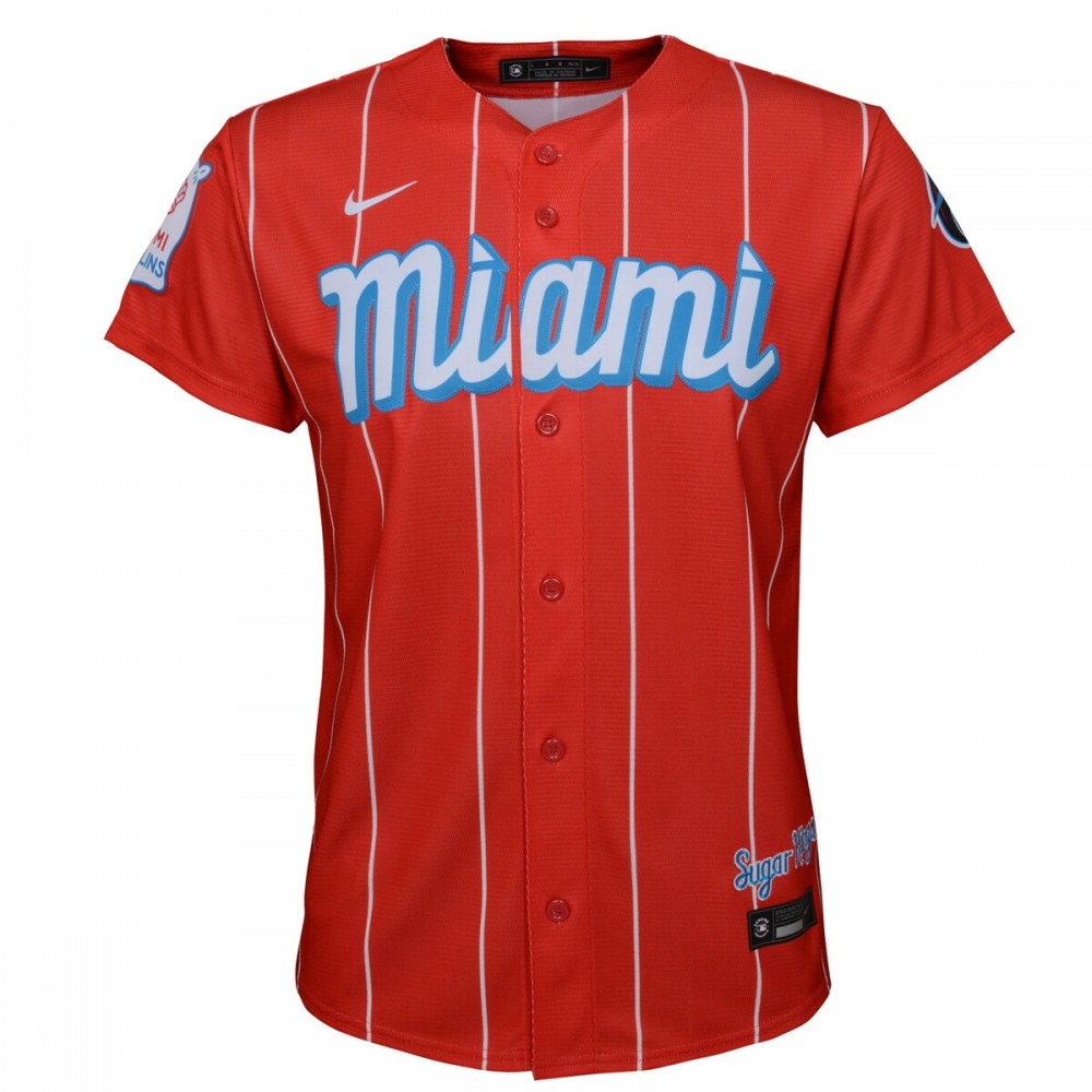 Miami Marlins Nike Youth City Connect Replica Jersey - Red - Image 2