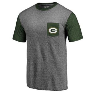 Men's Green Bay Packers Pro Line by Fanatics Branded Heathered Gray Green Refresh Pocket T-Shirt FengYun