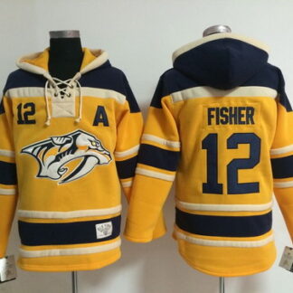 Nashville Predators #12 Mike Fisher Yellow Hoodie