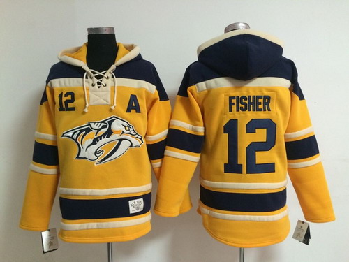 Nashville Predators #12 Mike Fisher Yellow Hoodie
