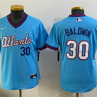 Youth Atlanta Braves #30 Drake Baldwin Powder Blue 2026 City Connect Stadium Stitched Baseball Jersey