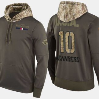 Nike Blue Jackets 10 Alexander Wennberg Olive Salute To Service Pullover Hoodie