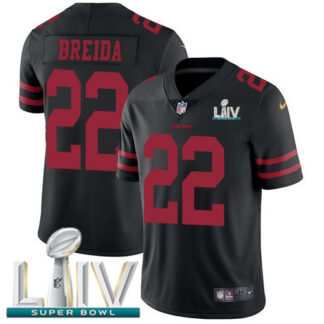 Nike San Francisco 49ers #22 Matt Breida Black Super Bowl LIV 2020 Alternate Men’s Stitched NFL Vapor Untouchable L...
