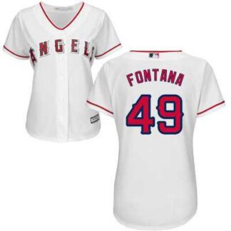 Women Los Angeles Angels of Anaheim #49 Nolan Fontana White Home New Cool Base Stitched Jersey JiaSu