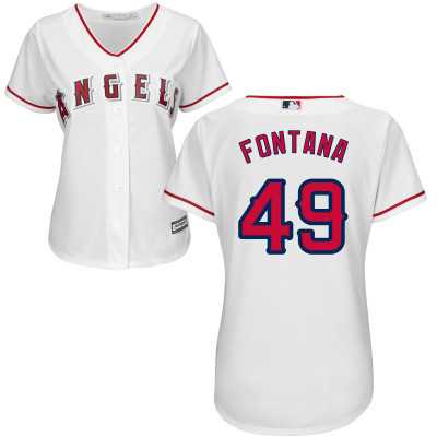Women Los Angeles Angels of Anaheim #49 Nolan Fontana White Home New Cool Base Stitched Jersey JiaSu