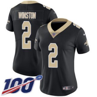 Nike New Orleans Saints #2 Jameis Winston Black Team Color Women’s Stitched NFL 100th Season Vapor Untouchable Limi...