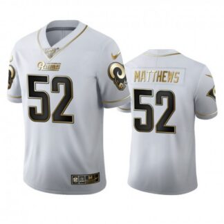 Los Angeles Rams #52 Clay Matthews Men’s Nike White Golden Edition Vapor Limited NFL 100 Jersey