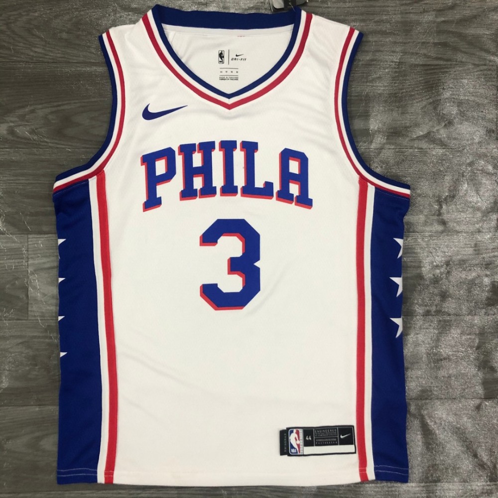 Men's Philadelphia 76ers Allen Iverson #3 Nike White Swingman Jersey - Association Edition - Image 2