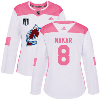 Adidas Colorado Avalanche #8 Cale Makar White/Pink 2022 Stanley Cup Final Patch Authentic Fashion Women’s Stitched...