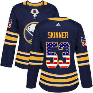 Adidas Buffalo Sabres #53 Jeff Skinner Navy Blue Home Authentic USA Flag Women’s Stitched NHL Jersey