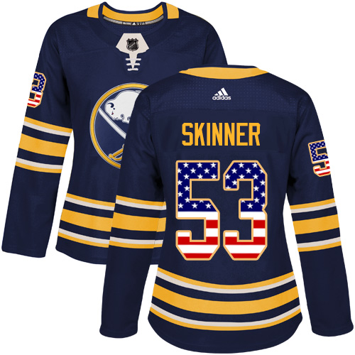 Adidas Buffalo Sabres #53 Jeff Skinner Navy Blue Home Authentic USA Flag Women’s Stitched NHL Jersey