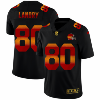 Cleveland Browns #80 Jarvis Landry Men’s Black Nike Red Orange Stripe Vapor Limited NFL Jersey