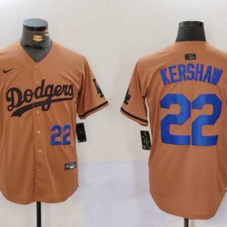 Men's Los Angeles Dodgers #22 Clayton Kershaw Number Olive Cool Base Limited Stitched Jerseys