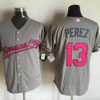 Kansas City Royals #13 Salvador Perez Gray Road 2016 Mother's Day Flex Base Stitched Jersey