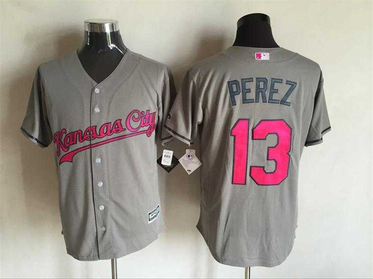 Kansas City Royals #13 Salvador Perez Gray Road 2016 Mother's Day Flex Base Stitched Jersey
