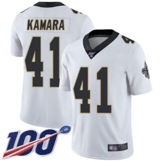 Nike New Orleans Saints #41 Alvin Kamara White Men’s Stitched NFL 100th Season Vapor Limited Jersey
