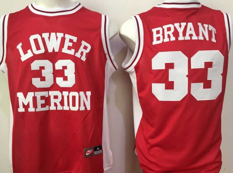 Nike Lower Merion High School Kobe Bryant #33 Red Basketball Throwback Jersey
