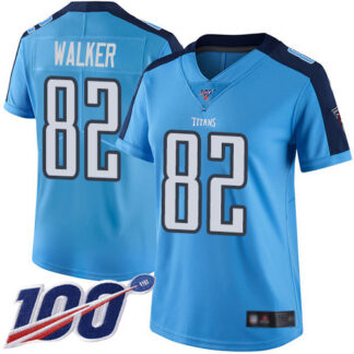 Nike Tennessee Titans #82 Delanie Walker Light Blue Women’s Stitched NFL Limited Rush 100th Season Jersey