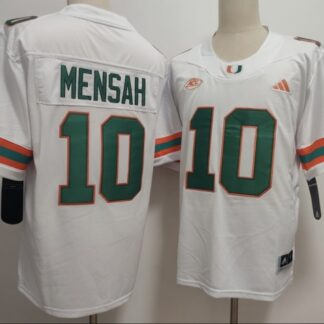 Men's Miami Hurricanes #10 Darian Mensah White Stitched Football Jersey