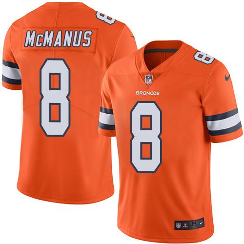 Nike Denver Broncos #8 Brandon McManus Orange Men’s Stitched NFL Limited Rush Jersey