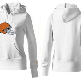 Nike Cleveland Browns Team Logo White Women Pullover Hoodies (1)