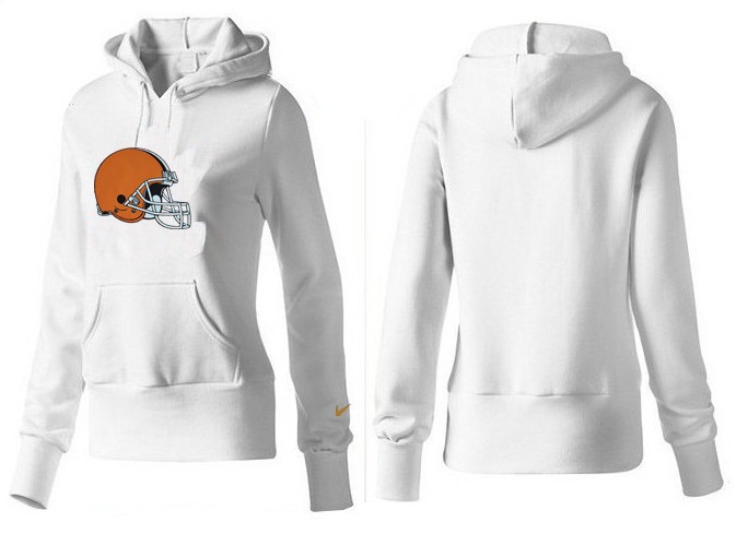 Nike Cleveland Browns Team Logo White Women Pullover Hoodies (1)