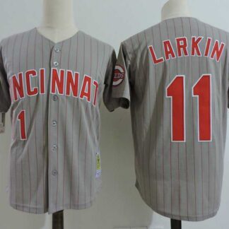 Cincinnati Reds #11 Barry Larkin Gray Cooperstown Collection Jersey Dzhi