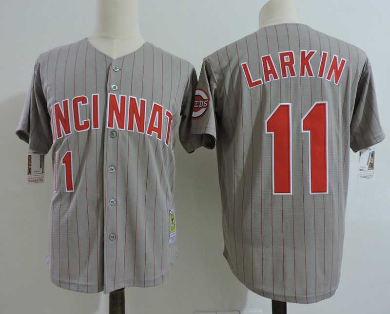 Cincinnati Reds #11 Barry Larkin Gray Cooperstown Collection Jersey Dzhi