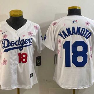 Women's Los Angeles Dodgers #18 Yoshinobu Yamamoto White 2025 Tokyo Series Limited Stitched Jersey