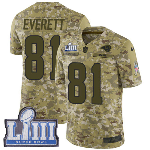 Nike Los Angeles Rams #81 Gerald Everett Camo Super Bowl LIII Bound Men’s Stitched NFL Limited 2018 Salute To Servi...