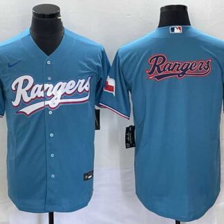 Men's Texas Rangers Blank Light Blue Stitched Cool Base Nike Jersey 1