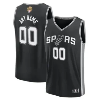 Men's San Antonio Spurs Black 2026 NBA Finals Patch Fast Break Icon Edition Custom Jersey
